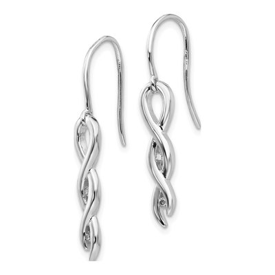 Sterling Silver Diamond Twist Dangle Earrings – view 3