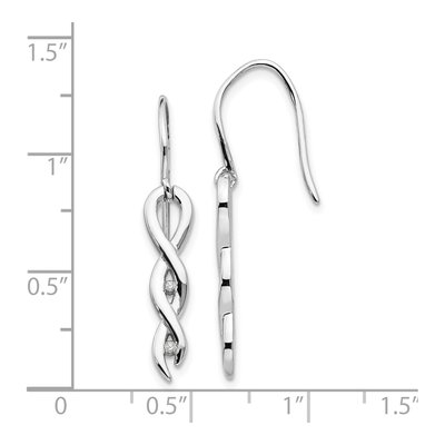 Sterling Silver Diamond Twist Dangle Earrings – view 5