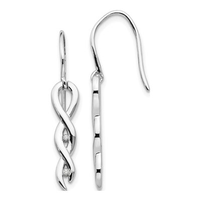 Sterling Silver Diamond Twist Dangle Earrings