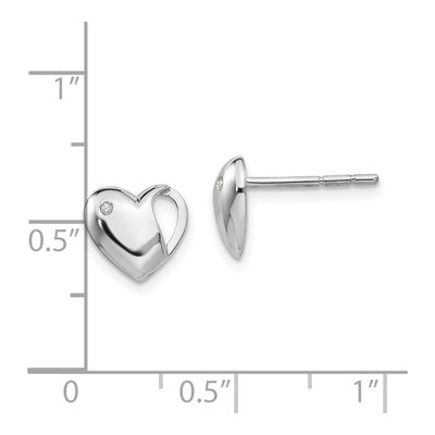 Sterling Silver 1mm Round Diamond Heart Stud Earrings – view 5