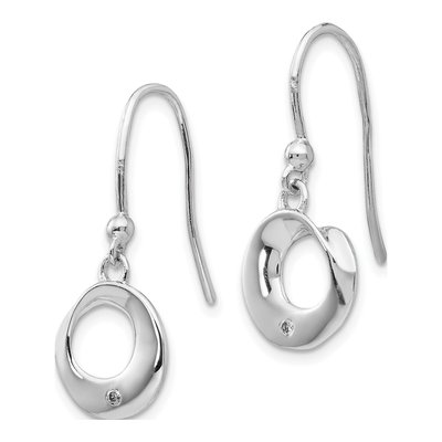 Sterling Silver Diamond Circle Dangle Earrings – view 3
