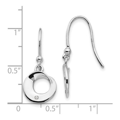 Sterling Silver Diamond Circle Dangle Earrings – view 5