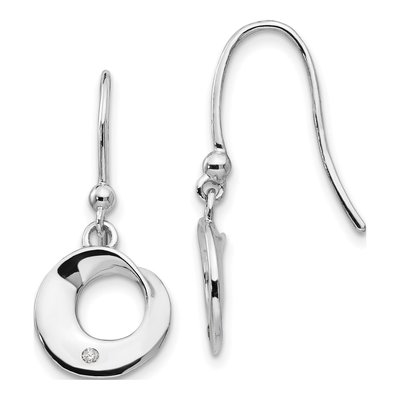 Sterling Silver Diamond Circle Dangle Earrings