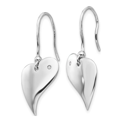 Sterling Silver Diamond Heart Dangle Earrings – view 3