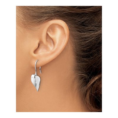 Sterling Silver Diamond Heart Dangle Earrings – view 4