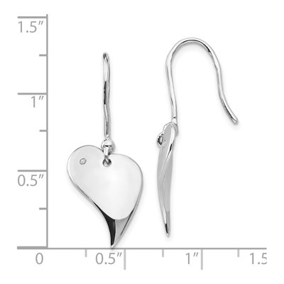 Sterling Silver Diamond Heart Dangle Earrings – view 5