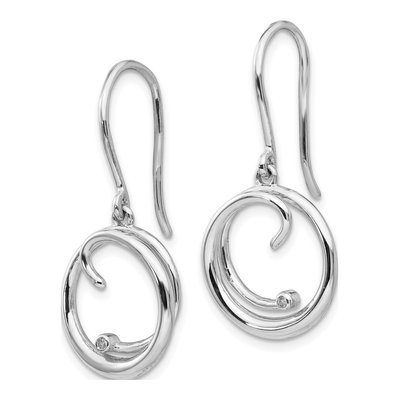 Sterling Silver Diamond Swirl Dangle Earrings – view 3