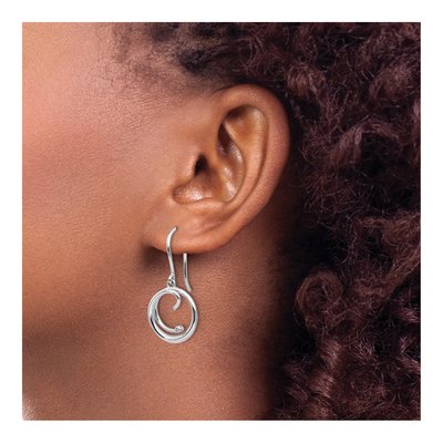 Sterling Silver Diamond Swirl Dangle Earrings – view 4