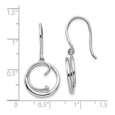 Sterling Silver Diamond Swirl Dangle Earrings – view 5