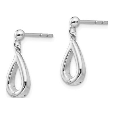 Sterling Silver Diamond Teardrop Dangle Earrings – view 3