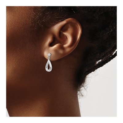 Sterling Silver Diamond Teardrop Dangle Earrings – view 4