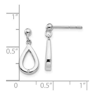 Sterling Silver Diamond Teardrop Dangle Earrings – view 5