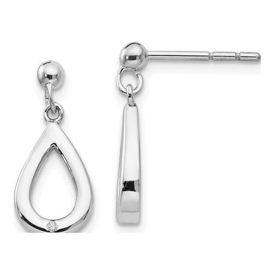 Sterling Silver Diamond Teardrop Dangle Earrings