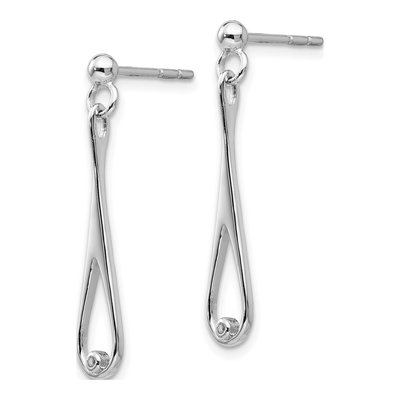Sterling Silver Diamond Open Teardrop Dangle Earrings – view 3