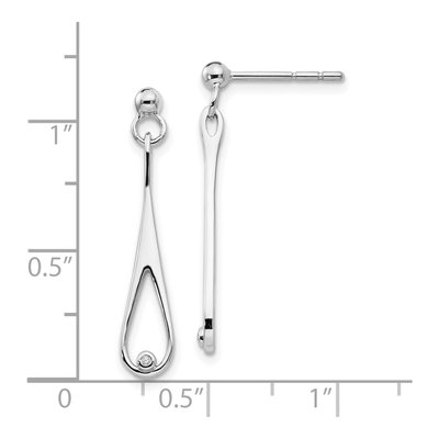 Sterling Silver Diamond Open Teardrop Dangle Earrings – view 5