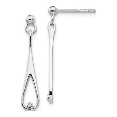 Sterling Silver Diamond Open Teardrop Dangle Earrings