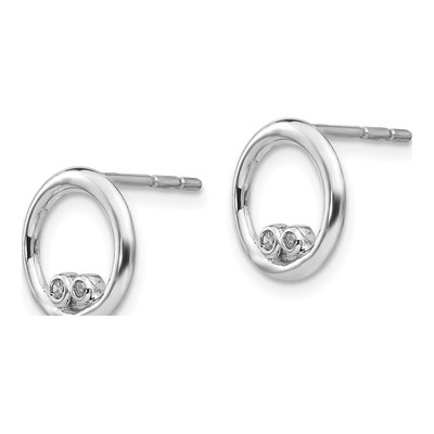 Sterling Silver 1.3mm Round Diamond Open Circle Stud Earrings – view 3