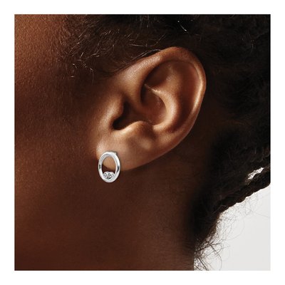 Sterling Silver 1.3mm Round Diamond Open Circle Stud Earrings – view 4