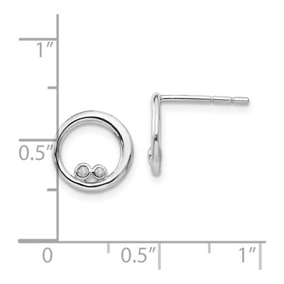 Sterling Silver 1.3mm Round Diamond Open Circle Stud Earrings – view 5