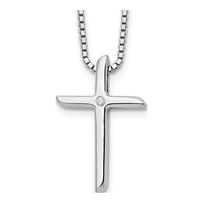 Sterling Silver Diamond Cross Necklace