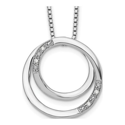 Sterling Silver Diamond Box Pendant Necklace