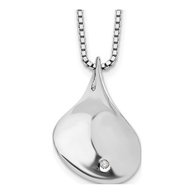 Sterling Silver Diamond Teardrop Necklace