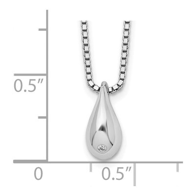 Sterling Silver Diamond Teardrop Pendant Necklace – view 4