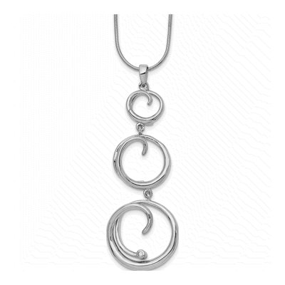 Sterling Silver Diamond Swirl Pendant Necklace