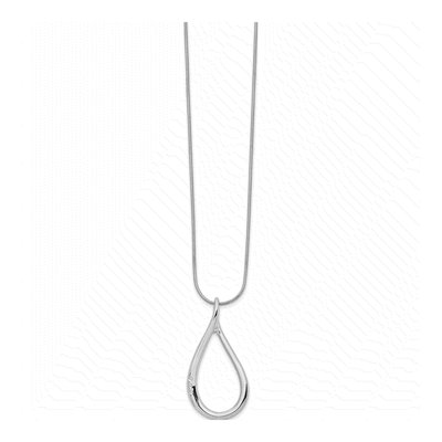 Sterling Silver Diamond Open Teardrop Necklace – view 3