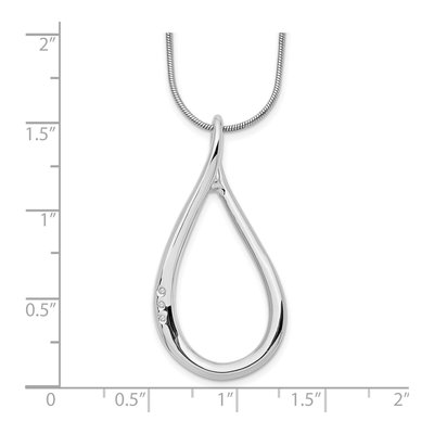 Sterling Silver Diamond Open Teardrop Necklace – view 4