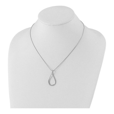 Sterling Silver Diamond Open Teardrop Necklace – view 5
