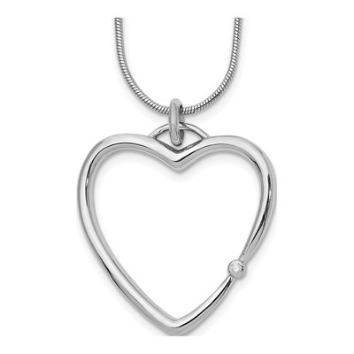 Sterling Silver Diamond Open Heart Necklace