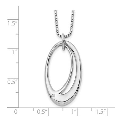 Sterling Silver Diamond Open Oval Pendant Necklace – view 4
