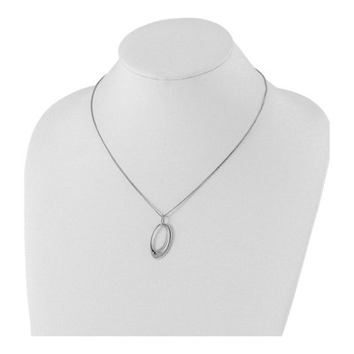 Sterling Silver Diamond Open Oval Pendant Necklace – view 5