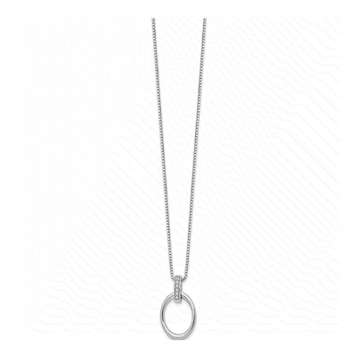 Sterling Silver Diamond Open Oval Pendant Necklace – view 3