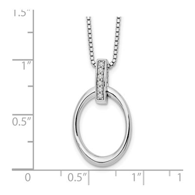 Sterling Silver Diamond Open Oval Pendant Necklace – view 4