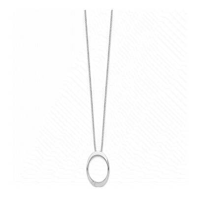 Sterling Silver Diamond Open Oval Pendant Necklace – view 3