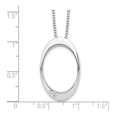 Sterling Silver Diamond Open Oval Pendant Necklace – view 4