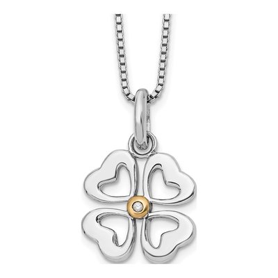 Sterling Silver Diamond Four Hearts Necklace