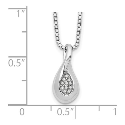 Sterling Silver Diamond Teardrop Pendant Necklace – view 4
