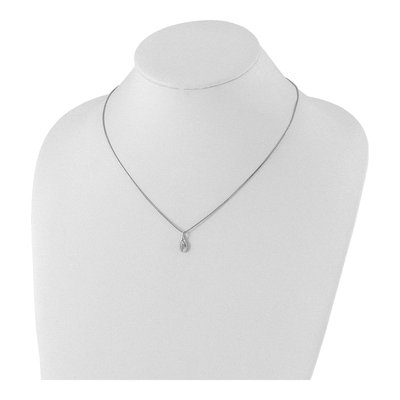 Sterling Silver Diamond Teardrop Pendant Necklace – view 5