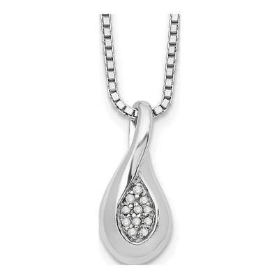 Sterling Silver Diamond Teardrop Pendant Necklace
