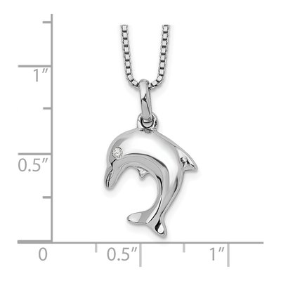 Sterling Silver Diamond Dolphin Necklace – view 4