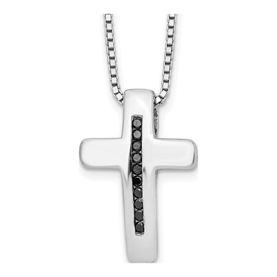 Sterling Silver 1/10 ct tw Diamond Cross Pendant Necklace