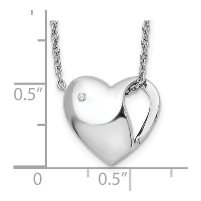 Sterling Silver Diamond Heart Necklace – view 4