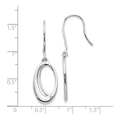Sterling Silver Diamond Oval Dangle Earrings – view 5