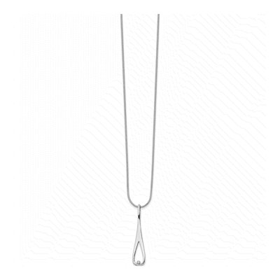 Sterling Silver Diamond Open Teardrop Pendant Necklace – view 3