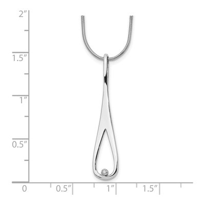 Sterling Silver Diamond Open Teardrop Pendant Necklace – view 4