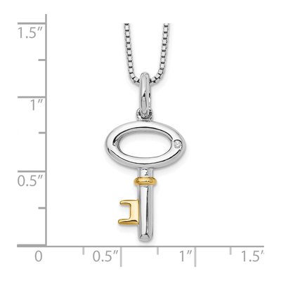 Sterling Silver Diamond Key Necklace – view 4