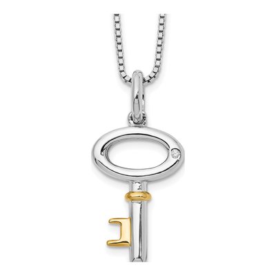 Sterling Silver Diamond Key Necklace